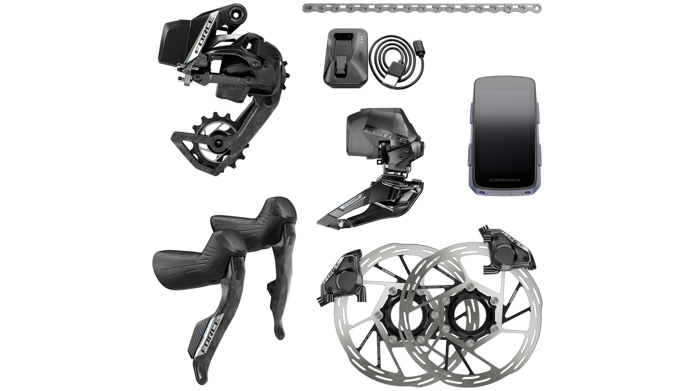 SRAM Force AXS 2X E1 Electr HRD Groupe 2 vitesses, sans manivelle, hydraulique, dérailleur 36T inclus 160mm DISC, Flatmount, Hammerhead