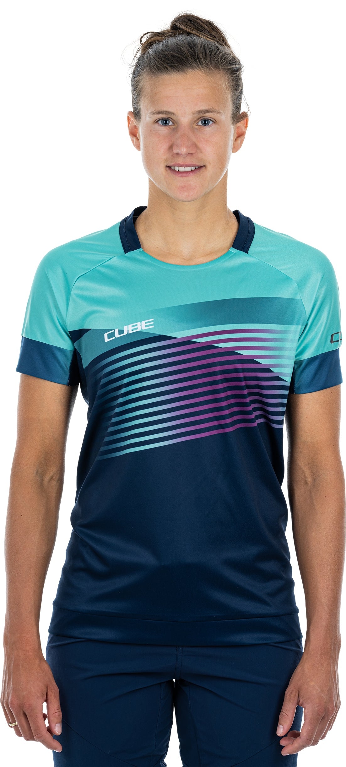 CUBE TEAMLINE WS Maillot col rond manches courtes blue´n´mint