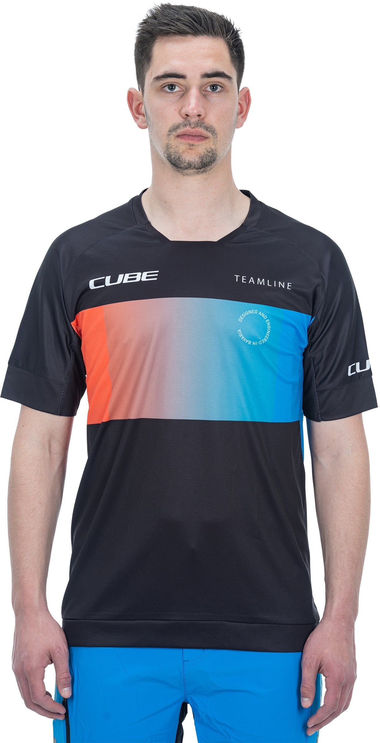 CUBE TEAMLINE Maillot col rond manches courtes black´n´blue´n´red