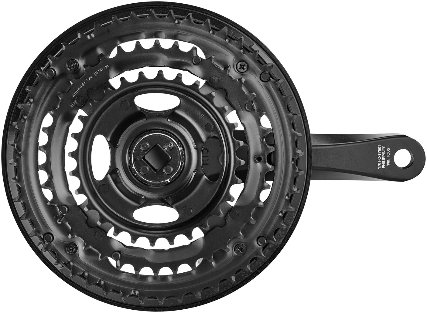 Shimano FC-TY501 pédalier 6/7/8 vitesses 48-38-28 dents avec protège-chaine noir