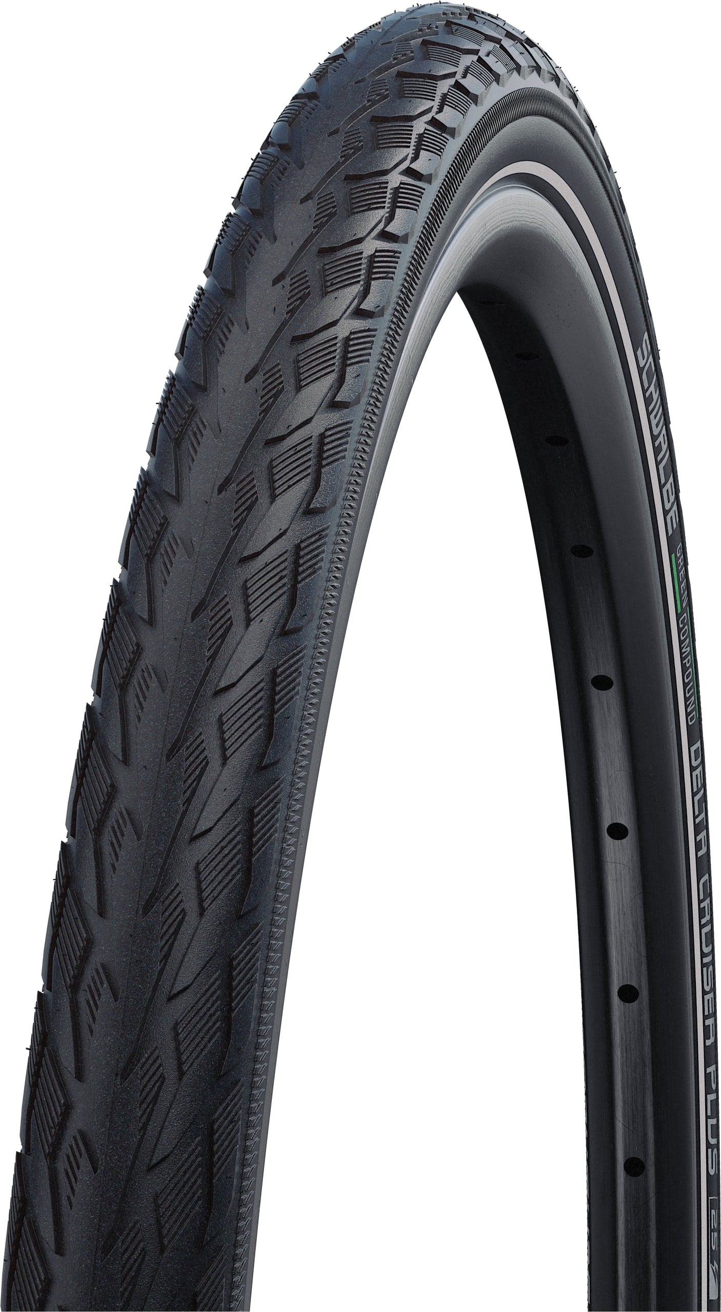 Schwalbe Delta Cruiser Plus Active pneu à tringle rigide 28x1.25" PunctureG E-25 Green Compound Reflex noir