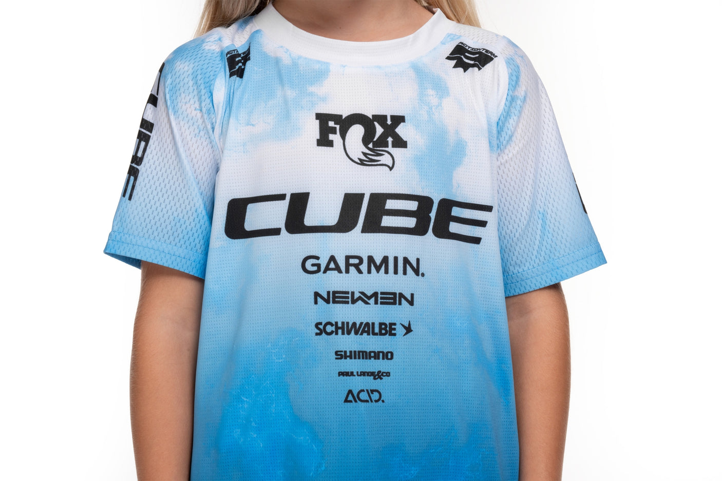 CUBE MTB Maillot ROOKIE X Actionteam manches courtes topas bleu