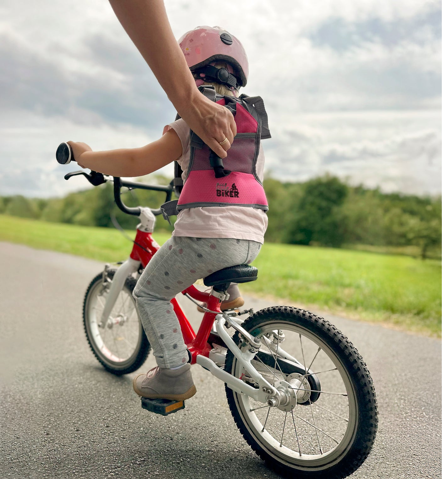 gilet d'apprentissage vélo little Biker Pinky