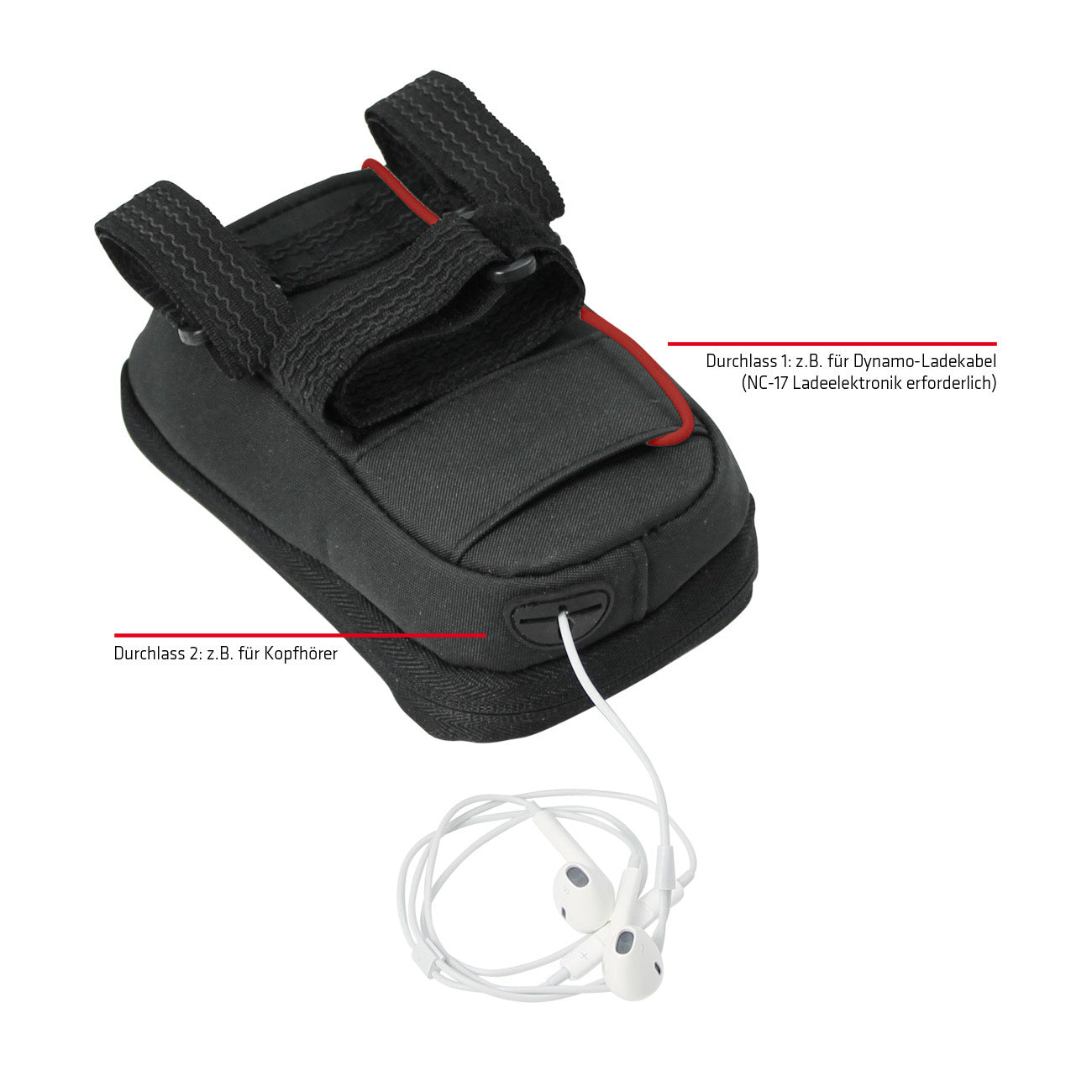 NC-17 Connect sacoche smartphone pour potence, fermeture velcro noir uni