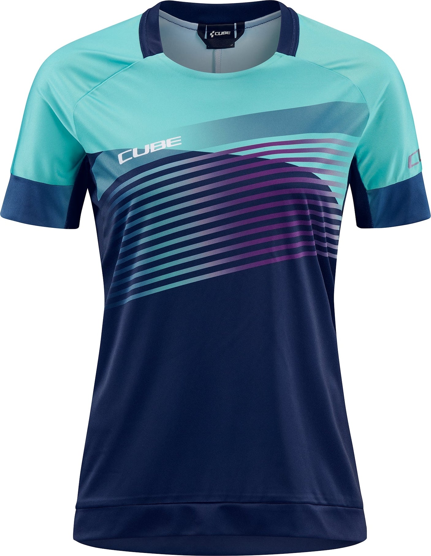 CUBE TEAMLINE WS Maillot col rond manches courtes blue´n´mint