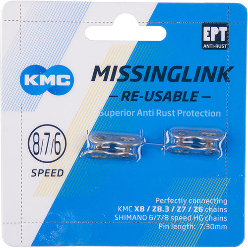 KMC 7/8R EPT Missing Link maillon de fermeture de chaîne 7/8 vitesses 7,3 mm argenté