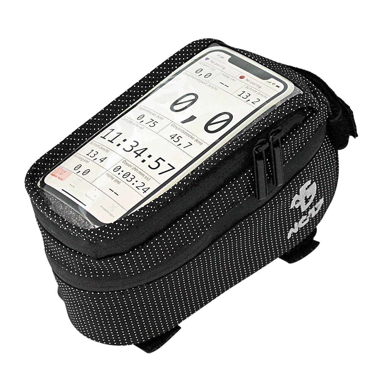 NC-17 Connect sacoche smartphone pour tube supérieur, fermeture velcro noir dot