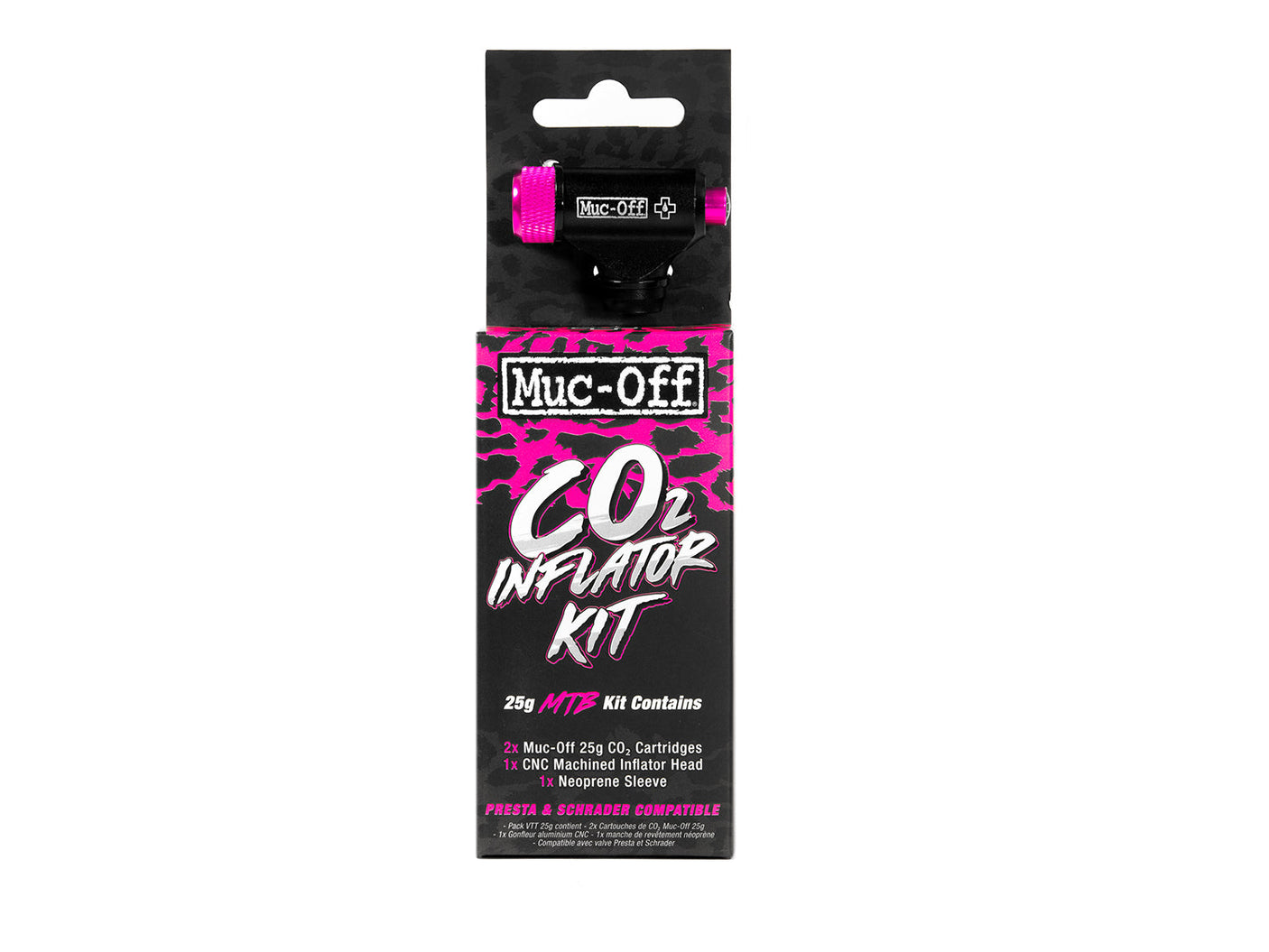 Muc-Off MTB Kit de gonflage cartouches pompe à air noir/rose
