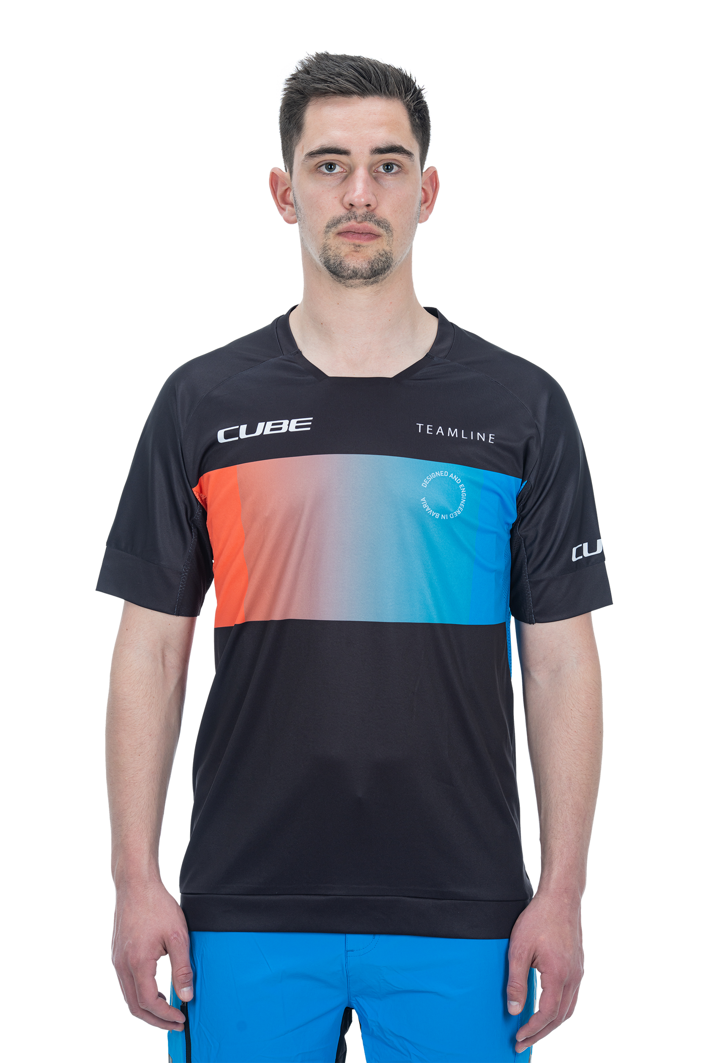 CUBE TEAMLINE Maillot col rond manches courtes black´n´blue´n´red