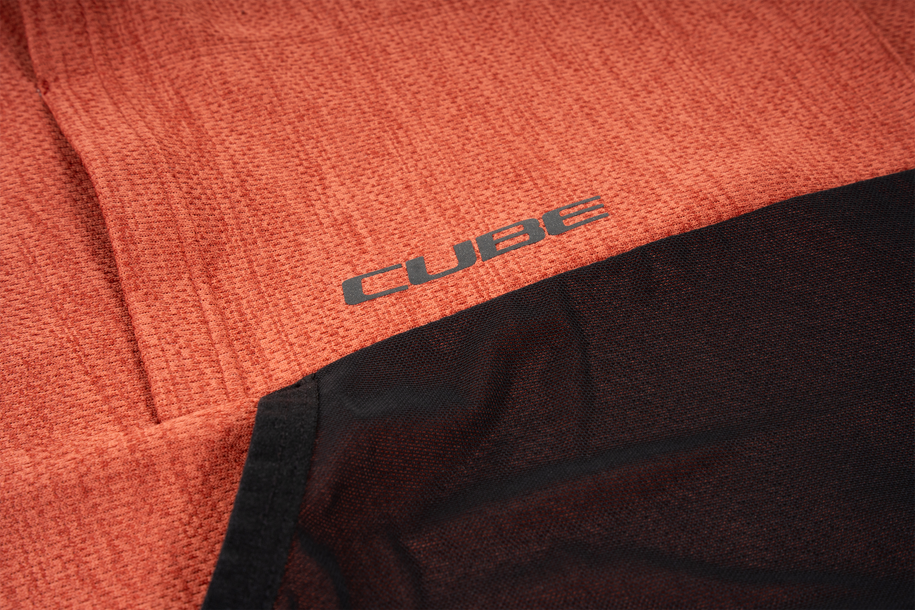 Cube GRAVEL Maillot Full Zip CARGO manches courtes rouge