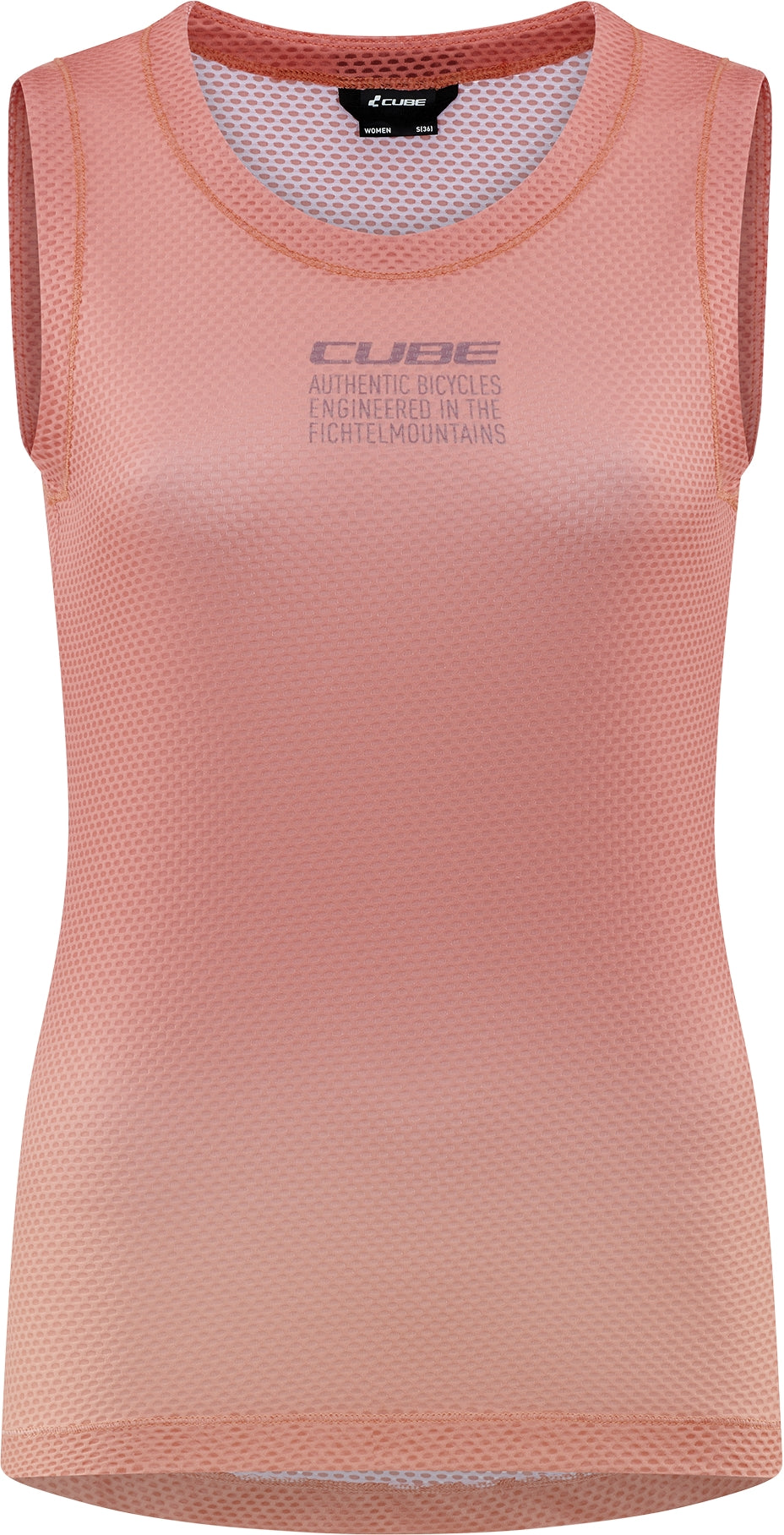 CUBE WS Maillot fonctionnel sans manches en mesh corail
