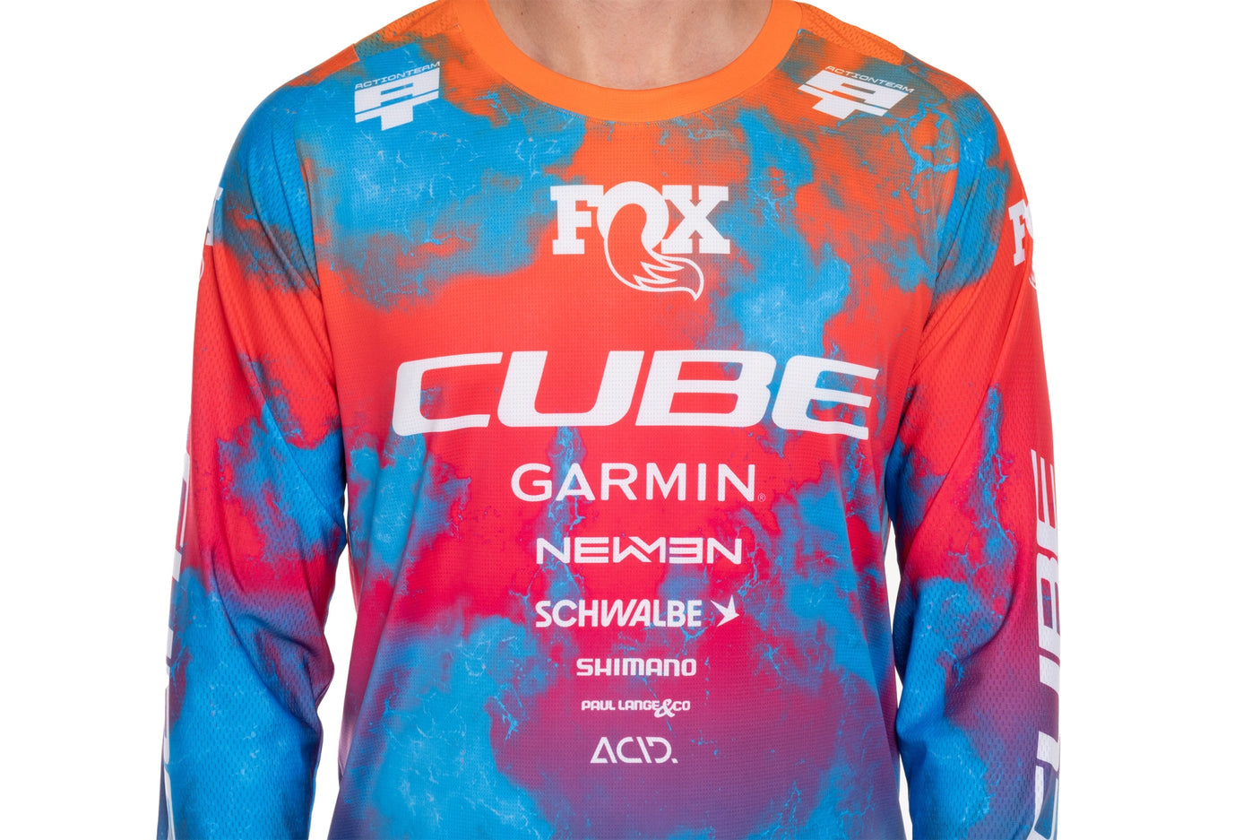 Cube maillot VTT X Actionteam manches longues blue´n´pink´n´orange