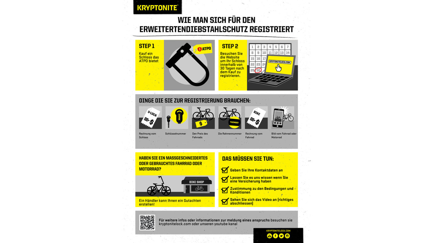 Kryptonite KryptoLok Mini-7 Antivol de vélo + Kryptoflex