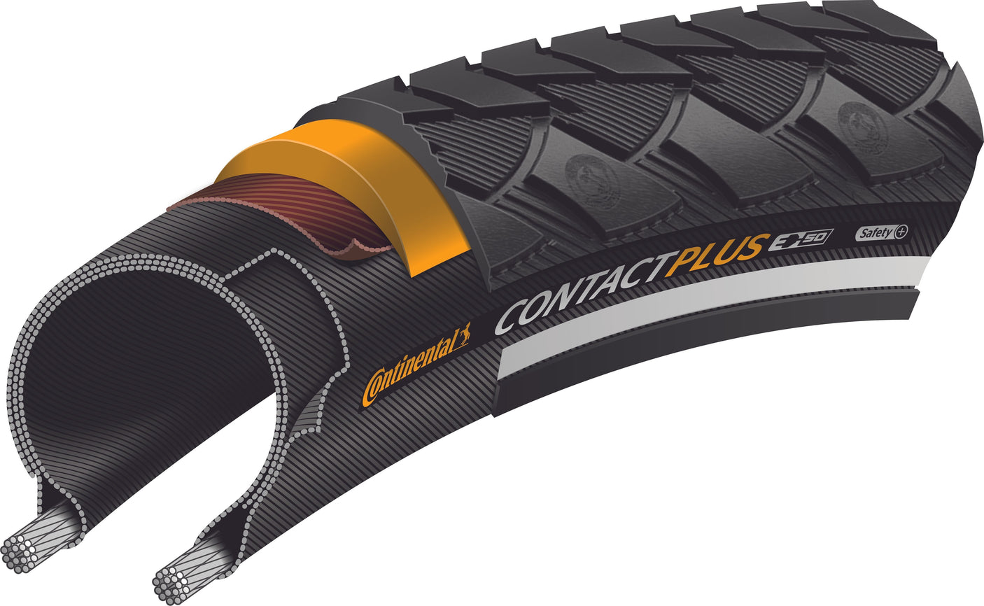 Continental Contact Plus pneu à tringle 26x1.75" SafetyPlus Breaker Réfléchissant