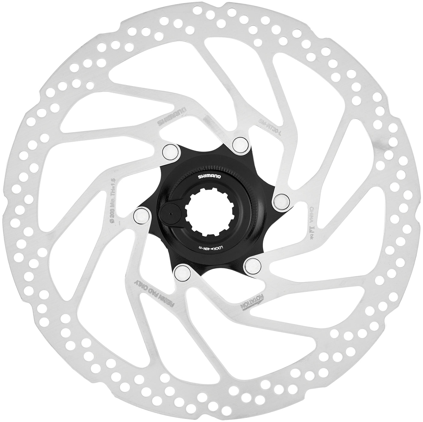 Shimano SM-RT30 disque de frein avec anneau de verrouillage magnétique 203mm pour plaquettes de frein organiques