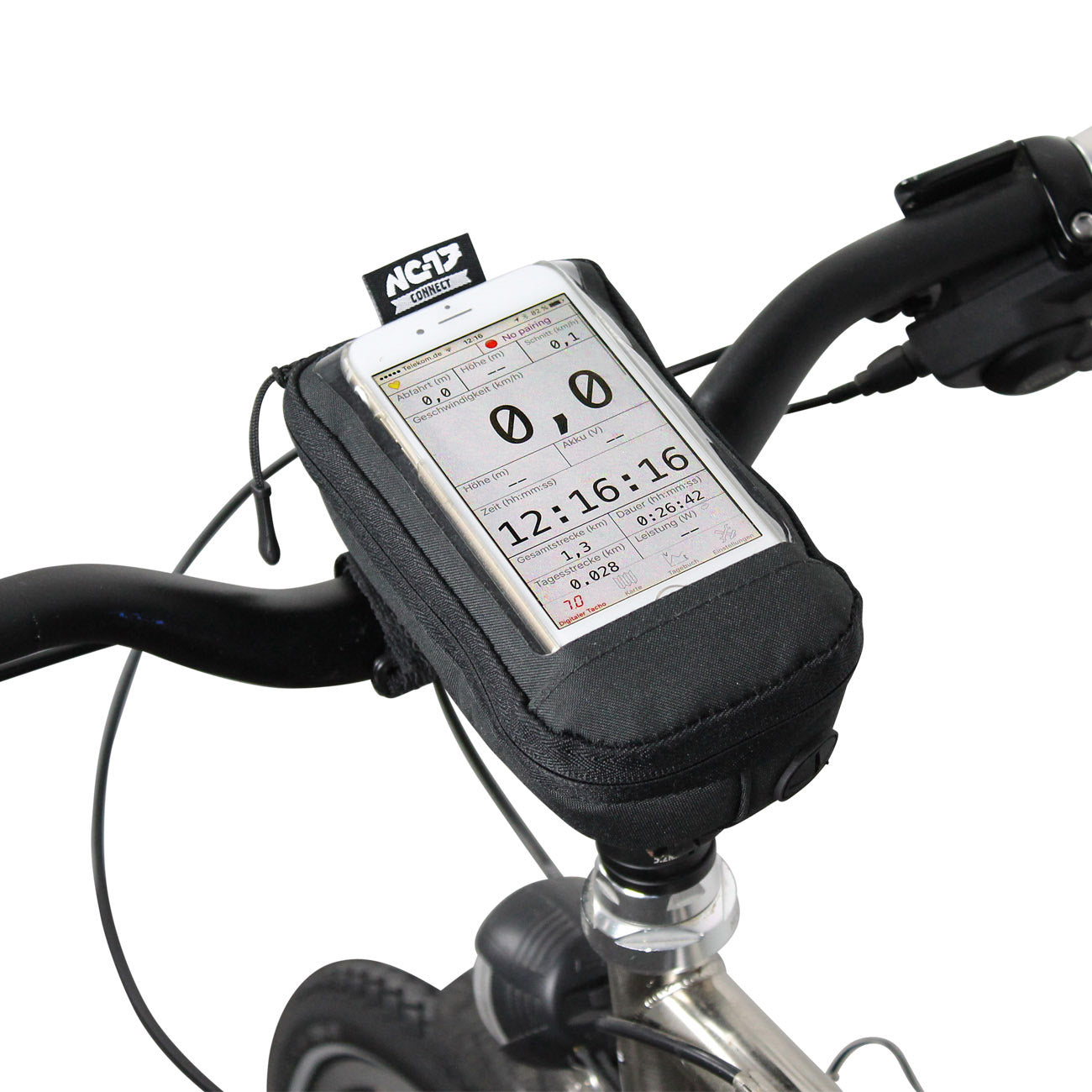 NC-17 Connect sacoche smartphone pour potence, fermeture velcro noir uni