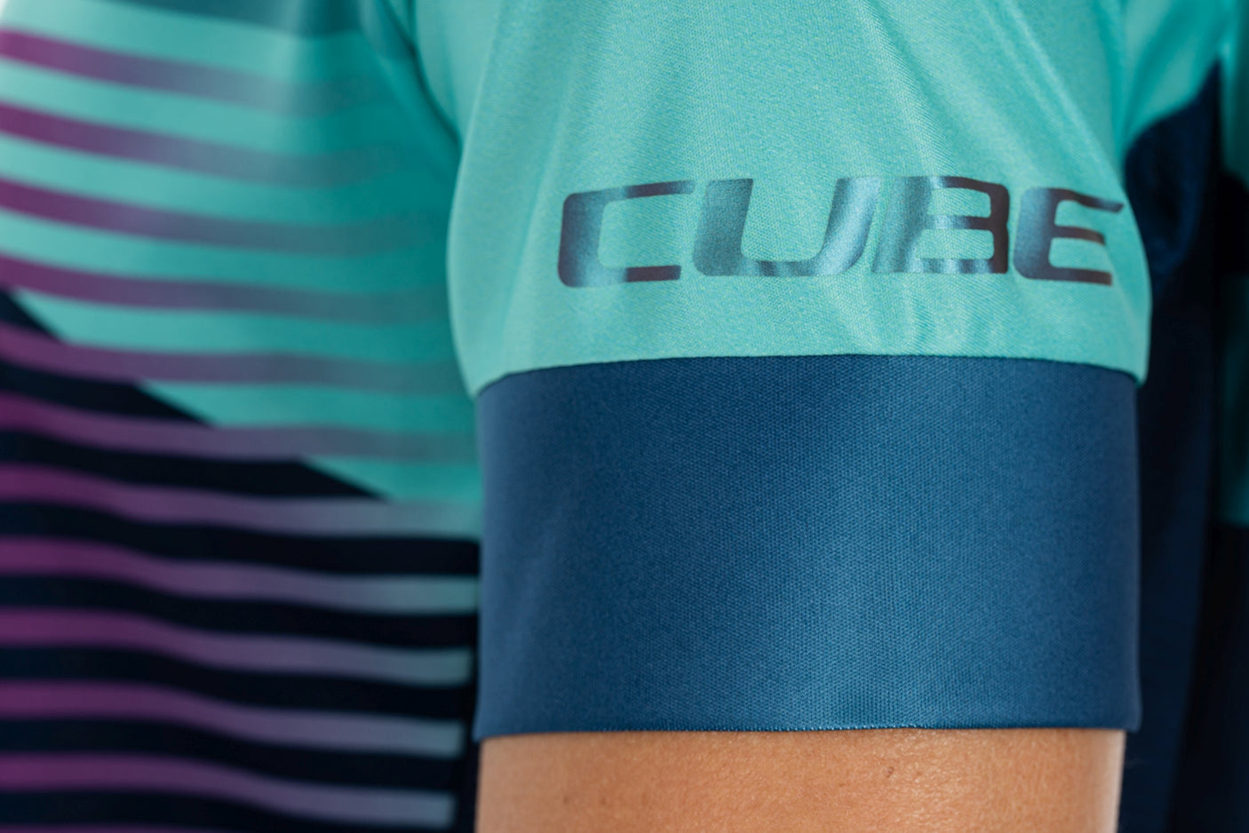 CUBE TEAMLINE WS Maillot col rond manches courtes blue´n´mint