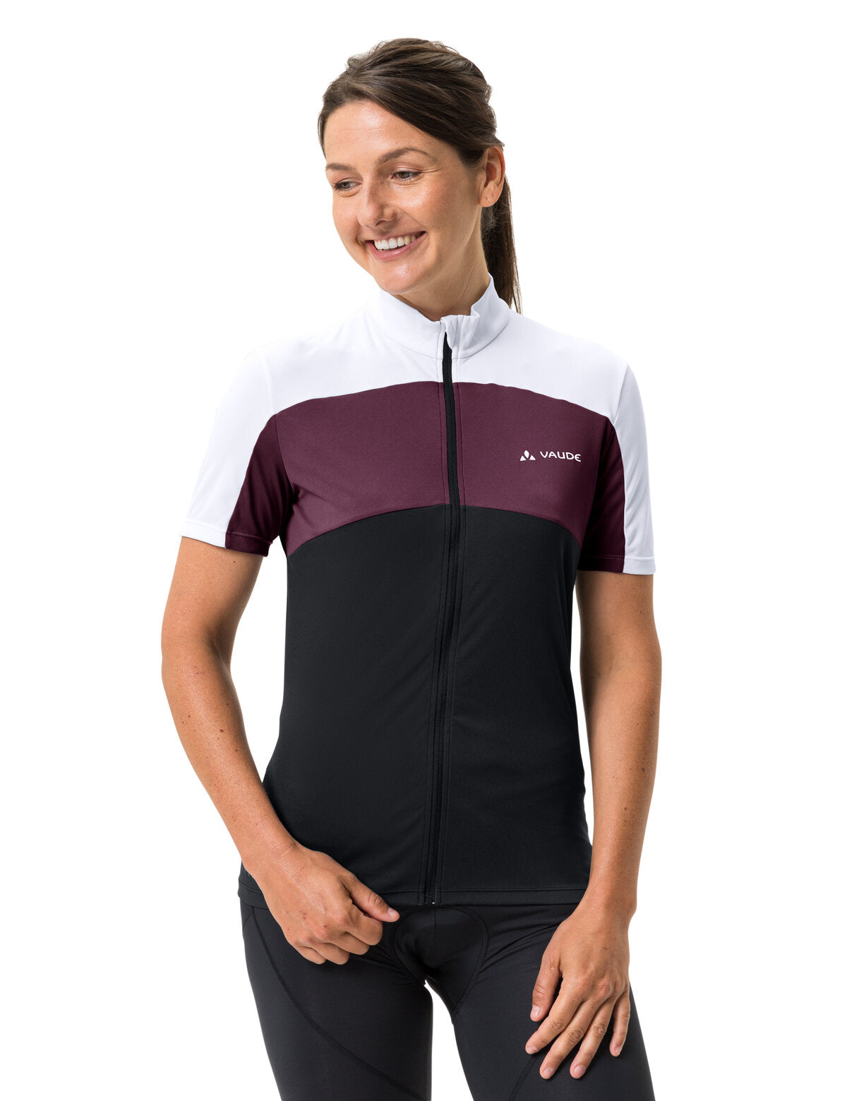 VAUDE Matera Maillot manches courtes zippé intégral femme noir/violet