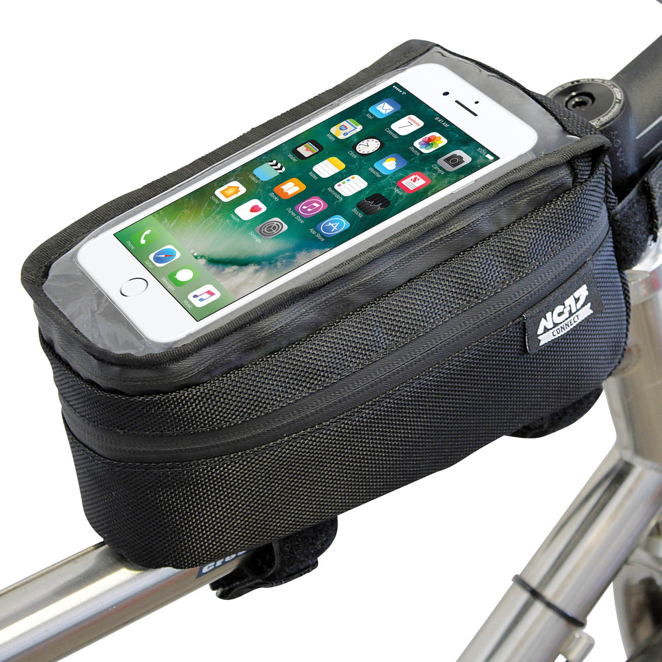NC-17 Connect Sacoche Smartphone XL pour tube supérieur, fermeture velcro noir uni
