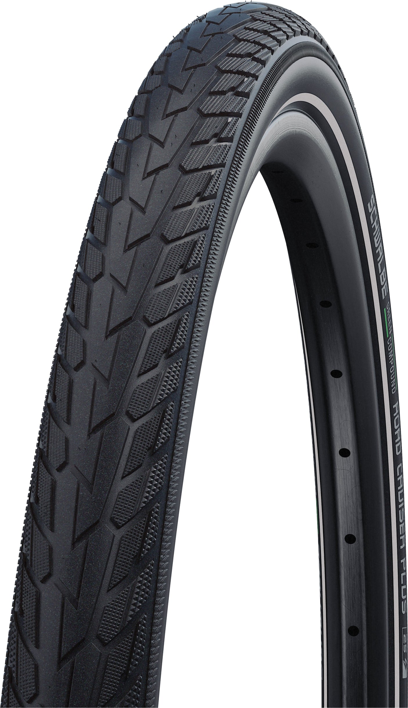 Schwalbe Road Cruiser Plus pneu à tringle rigide 26x1.75" Active TwinSkin PunctureGuard E-25 Green Reflex noir