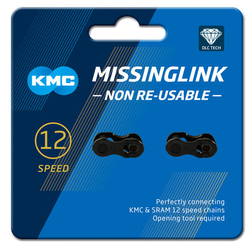 KMC 12NR DLC Missing Link attache rapide de chaîne 2 pièces 12 vitesses noir