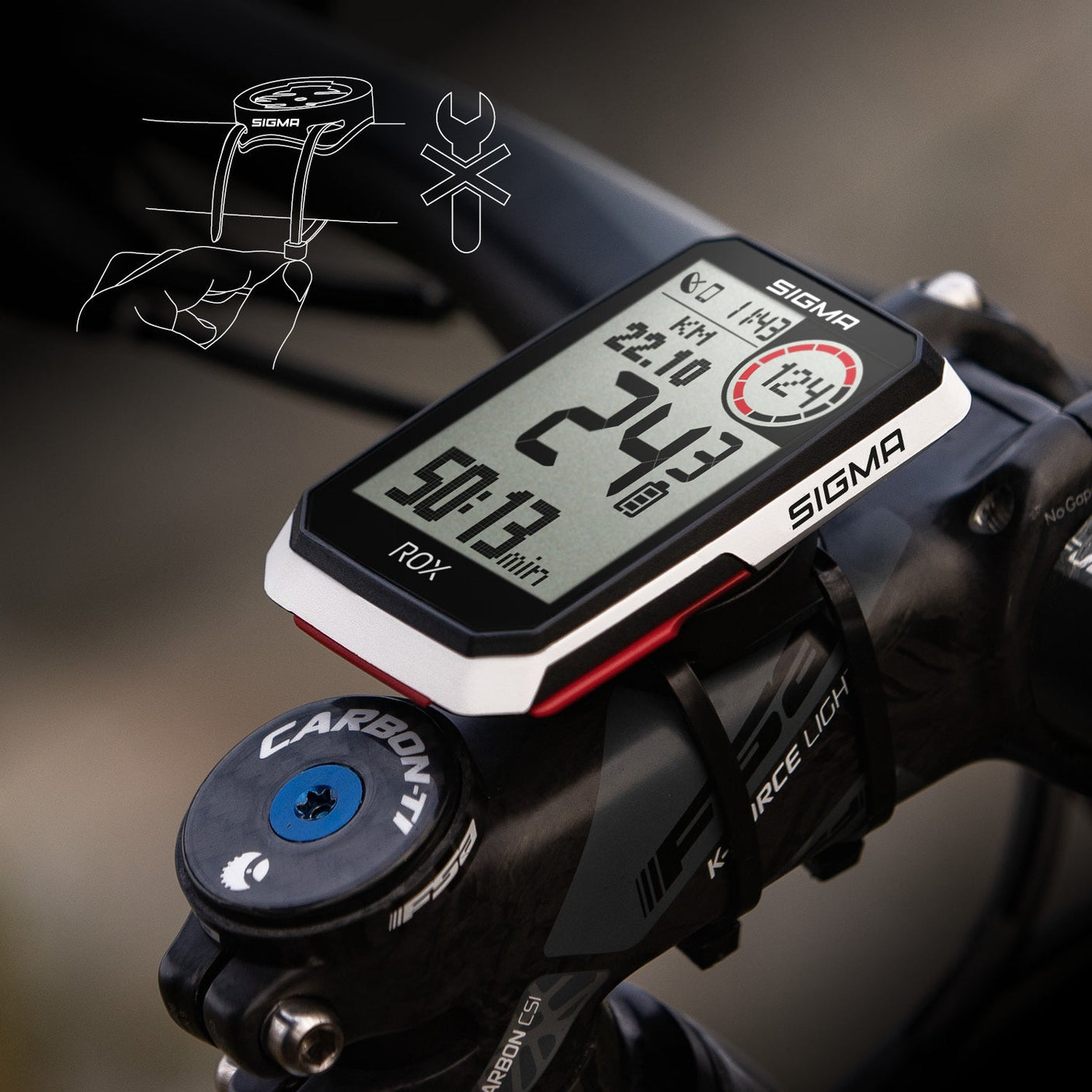 Sigma ROX 4.0 compteur de vélo incl. support de potence blanc