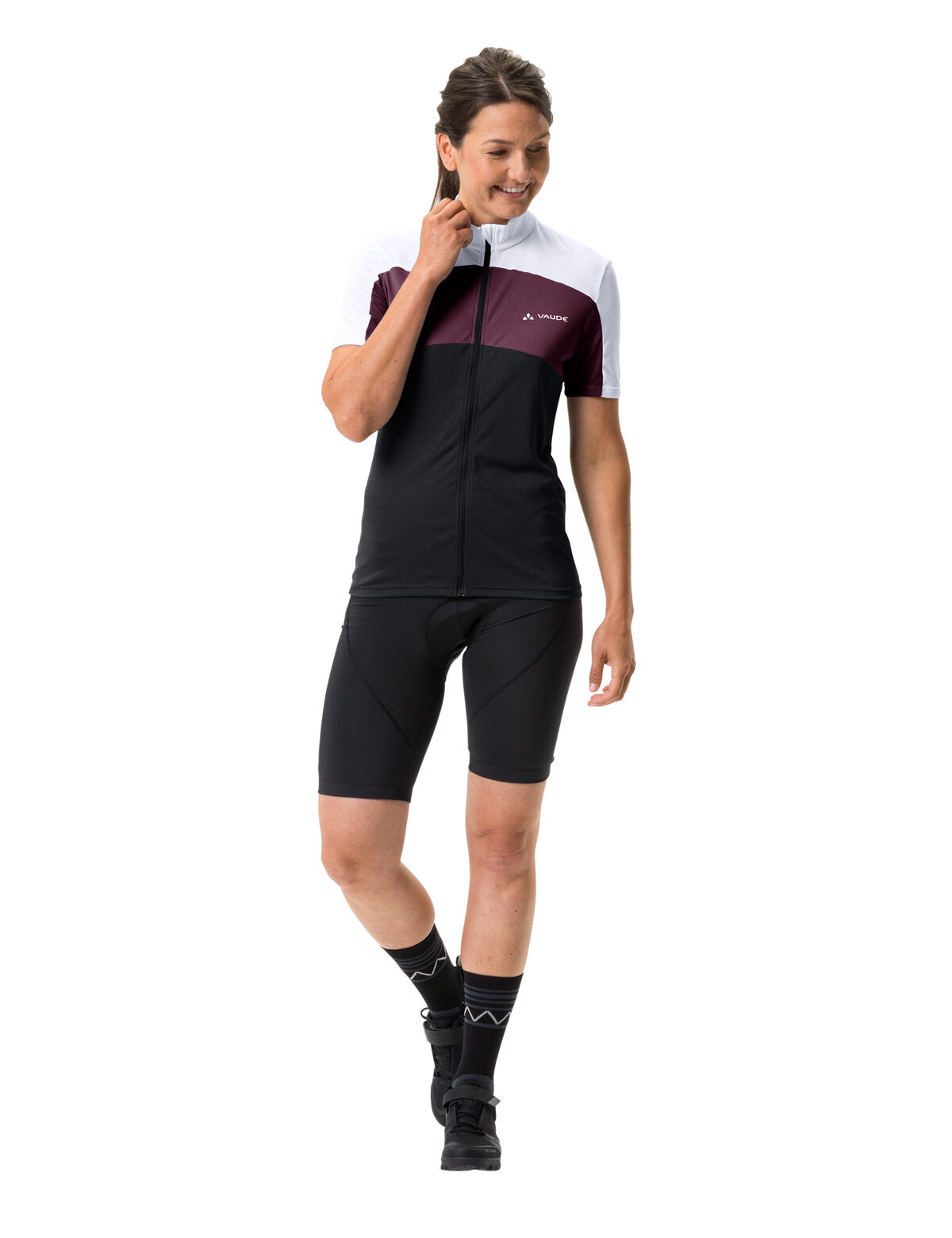 VAUDE Matera Maillot manches courtes zippé intégral femme noir/violet