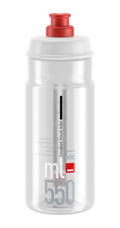 Elite Jet Bouteille d'eau 550ml transparente/logo rouge