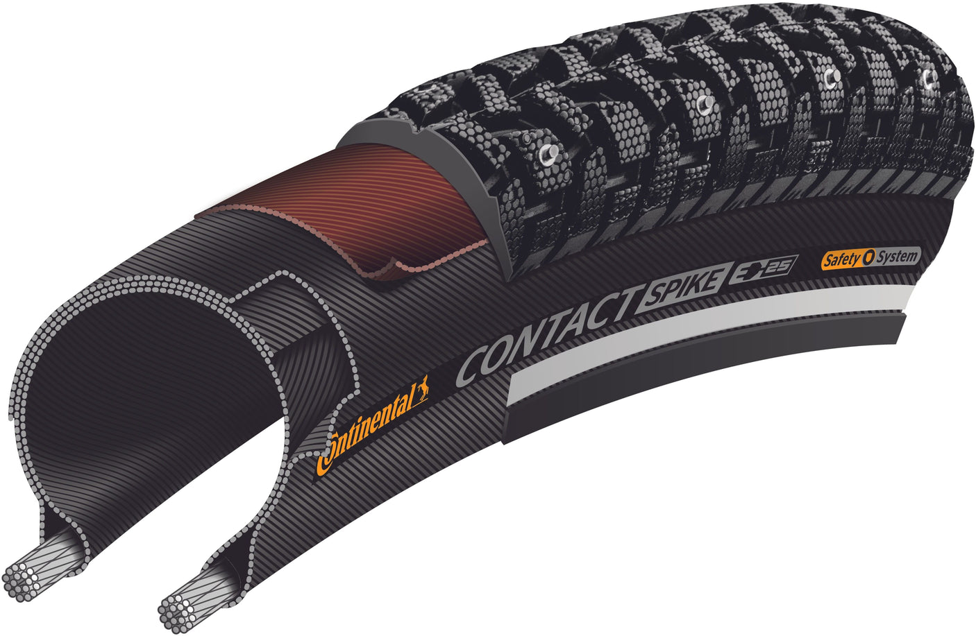 Continental Contact Spike 120 pneu à tringle fil 28x1.25" E-25 Réfléchissant noir