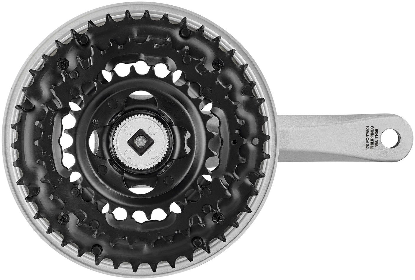 Shimano FC-TY501 pédalier 6/7/8 vitesses 42-34-24 dents avec protège-chaîne argenté