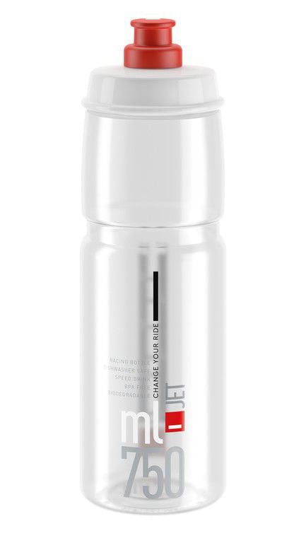 Elite Jet Bouteille d'eau 750ml transparente/logo rouge