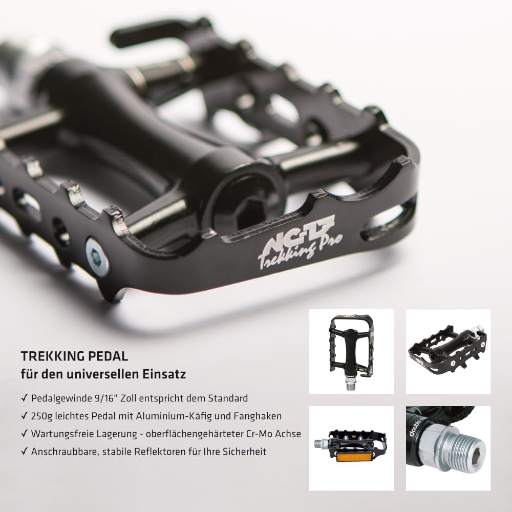 NC-17 pédale plateforme Trekking Pro, alu, roulements de précision noir