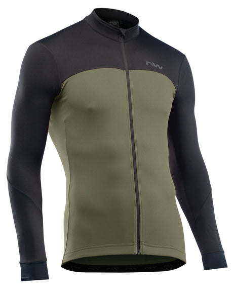 Northwave Force 2 Maillot ML Zip Intégral Noir/Vert Forêt