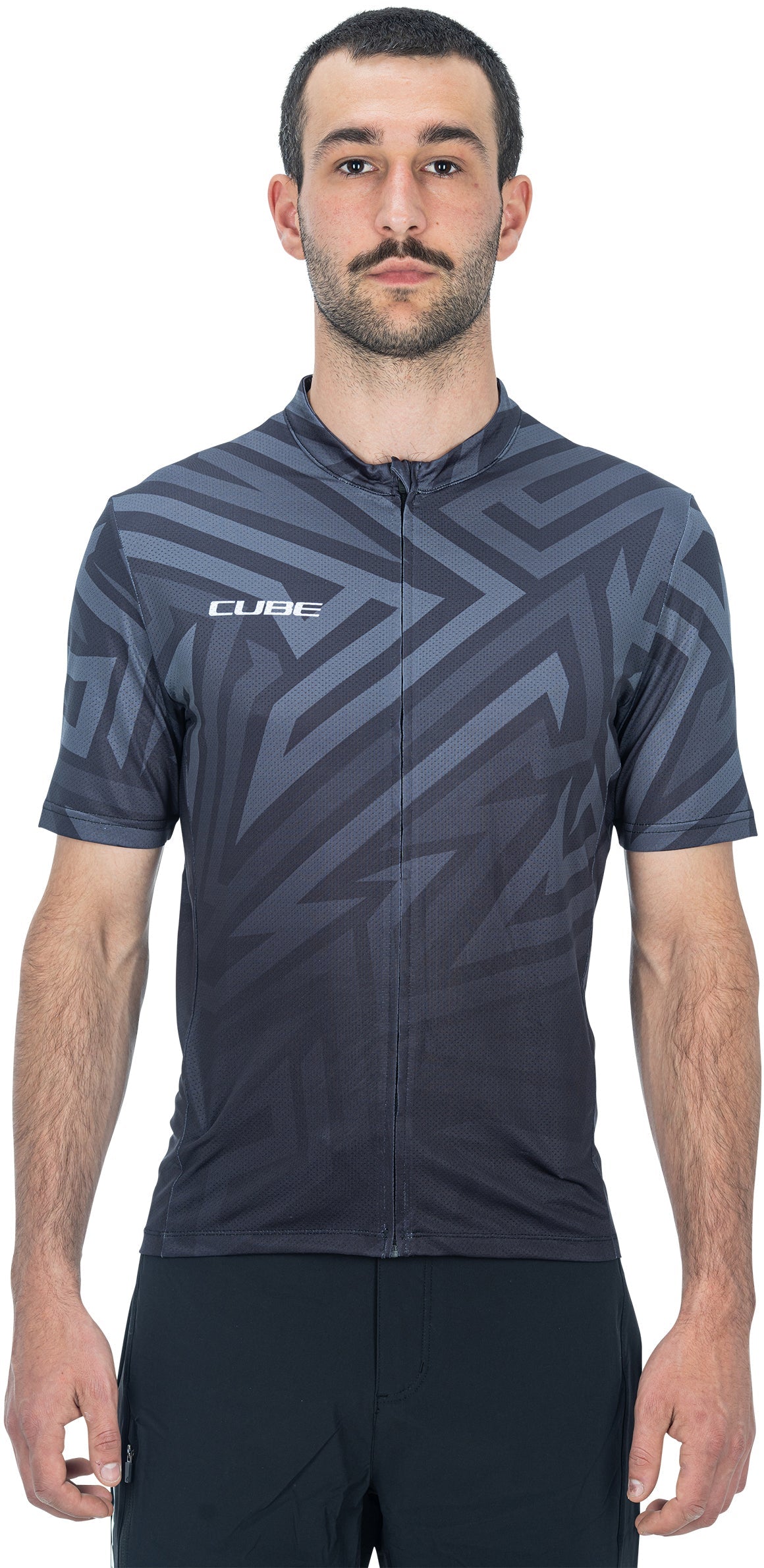 CUBE ATX maillot full zip CMPT manches courtes noir´n´gris