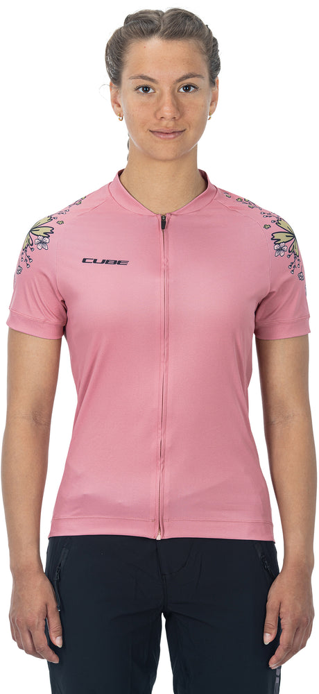 CUBE ATX WS maillot full zip CMPT manches courtes corail