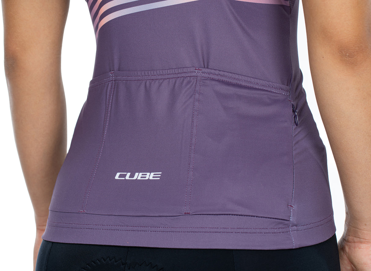 Maillot manches courtes CUBE TEAMLINE WS violet´n´sand