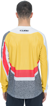 CUBE VERTEX maillot col rond manches longues jaune et rose