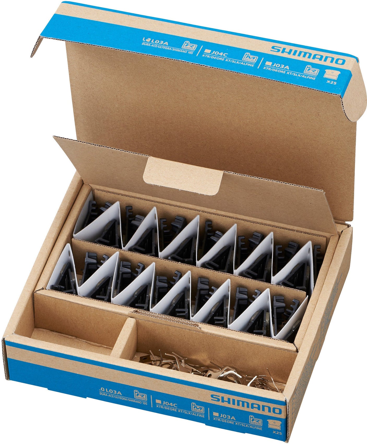 Plaquettes de frein à disque en résine Shimano L05A-RF avec ailettes de refroidissement Dura Ace/Ultegra/105/Tiagra/GRX/Metrea 25 paires