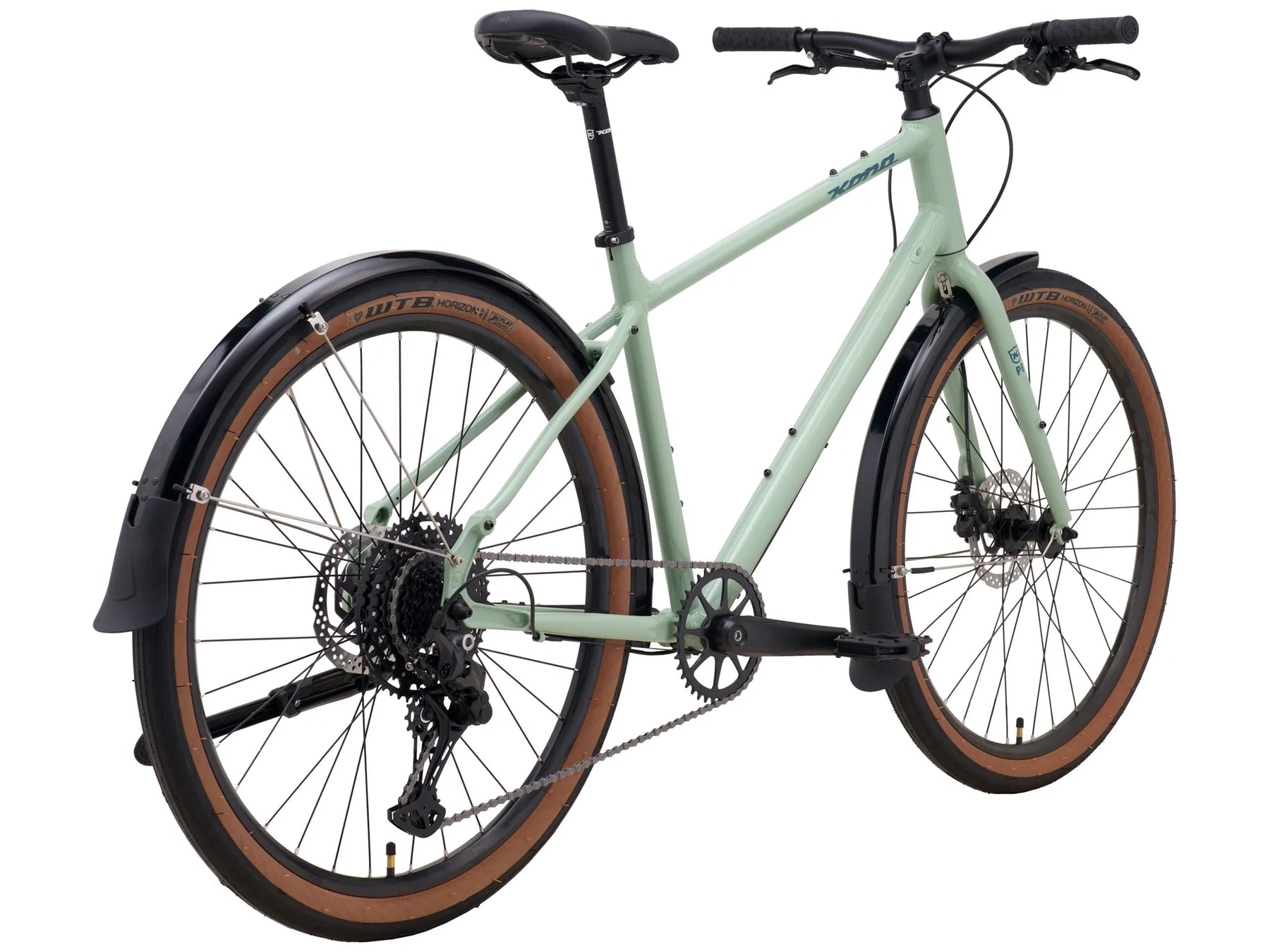 Kona 36e Dew DL Vert avec Shimano Cues & Tektro Gloss Jade avec décalcomanies Storm Blue (2025)