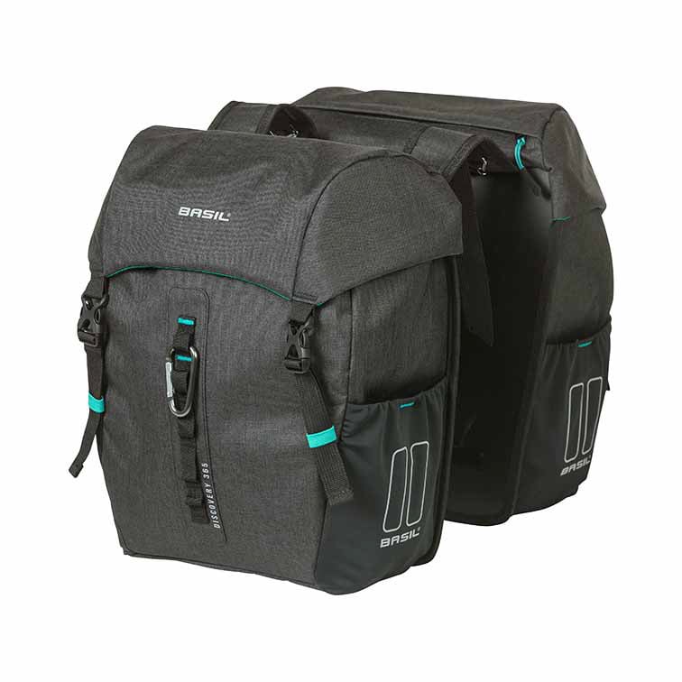 Basil Discovery 365D Sacoche double de porte-bagages M 18l noir/turquoise