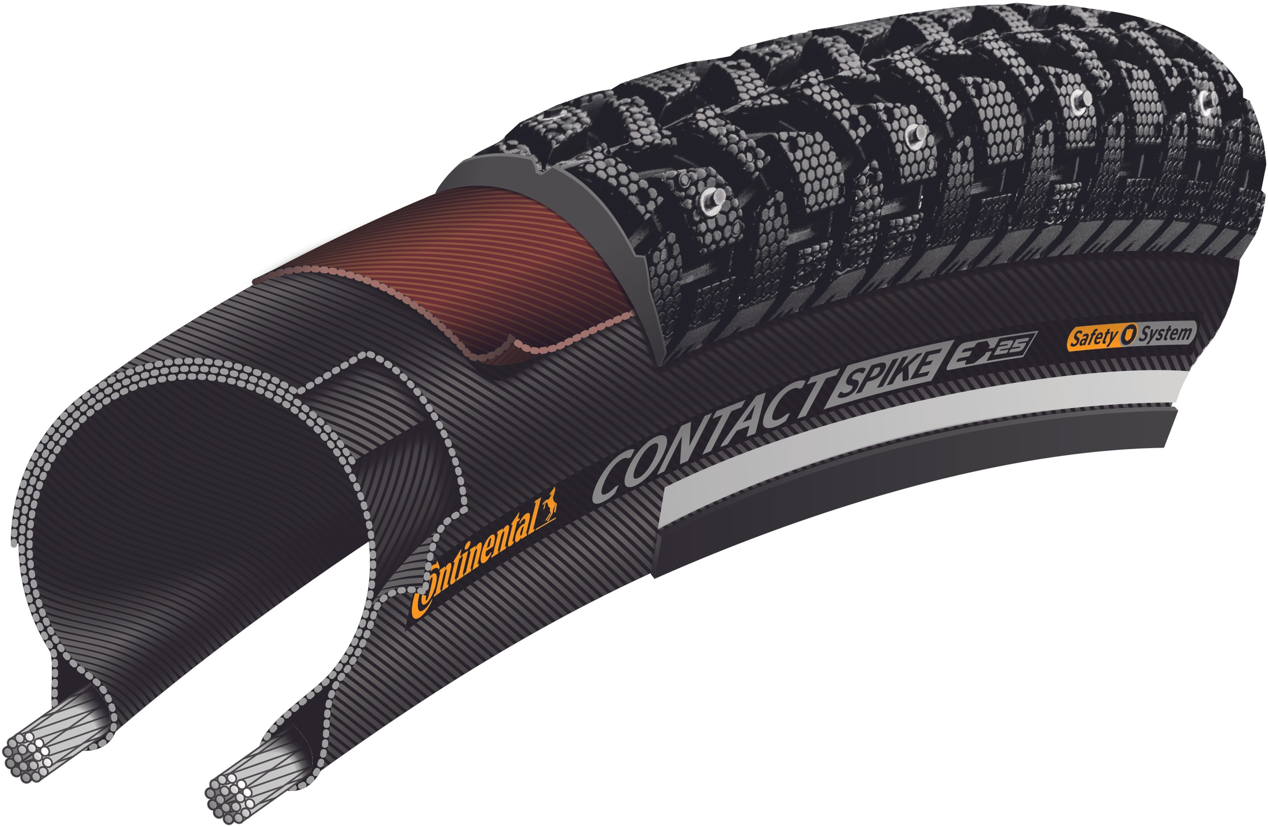 Continental Contact Spike 240 pneu à tringle fil 700x37C E-25 Réflex noir