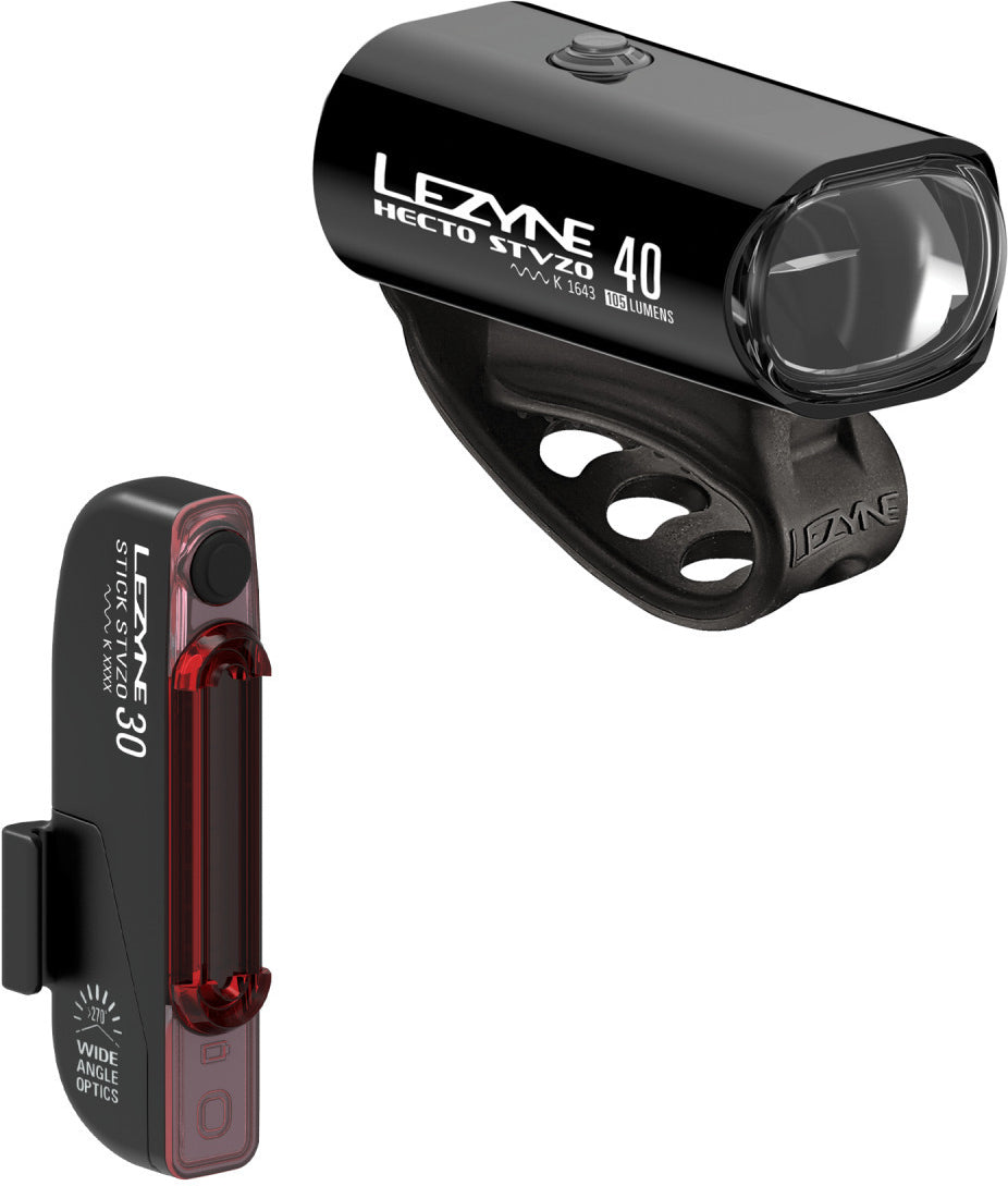 Lezyne kit d'éclairage vélo Hecto Drive 40 StVZO / Stick Drive kit d'éclairage StVZO