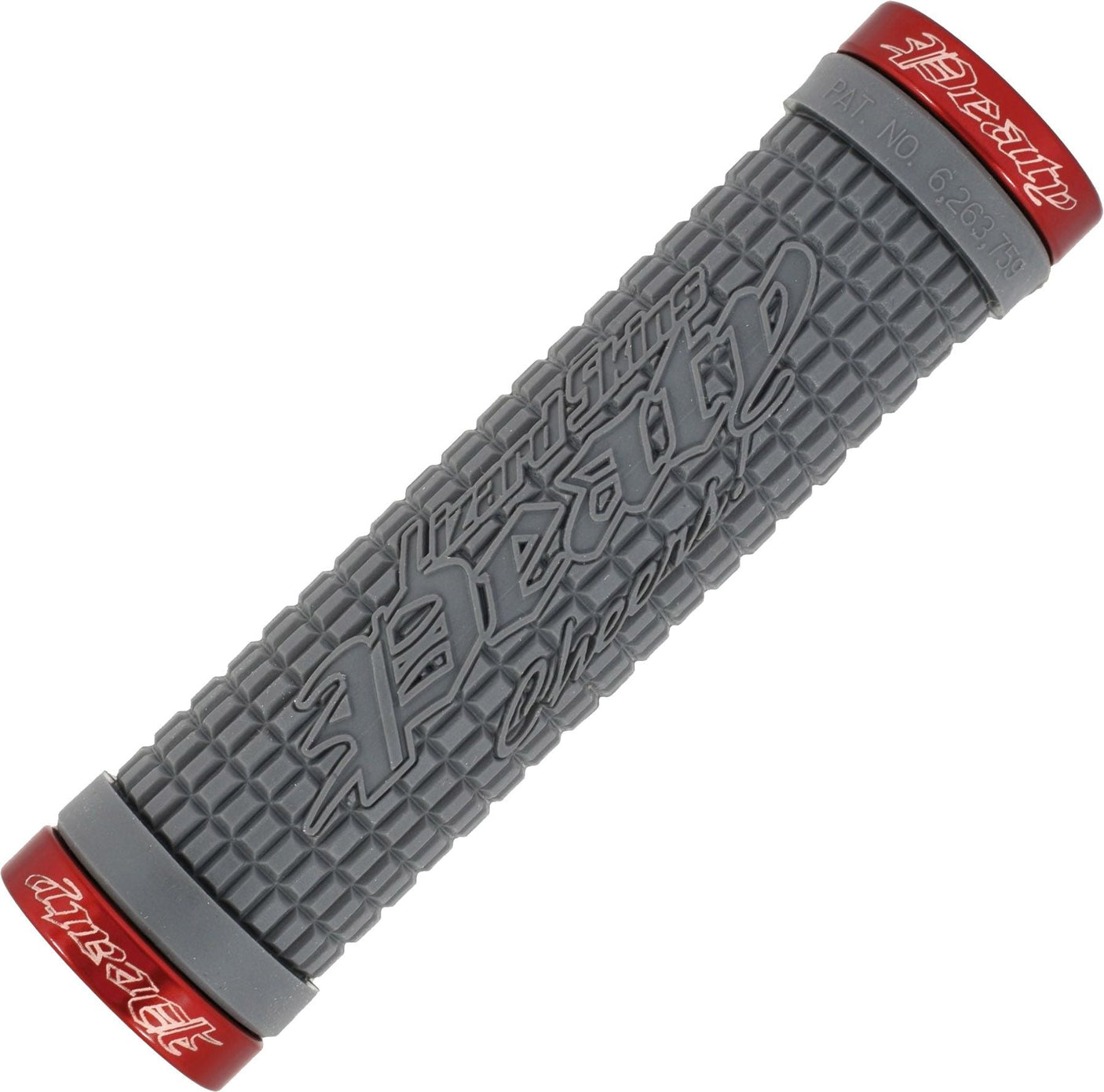 Lizard Skins Peaty Cheers Lock-On poignées gris/rouge