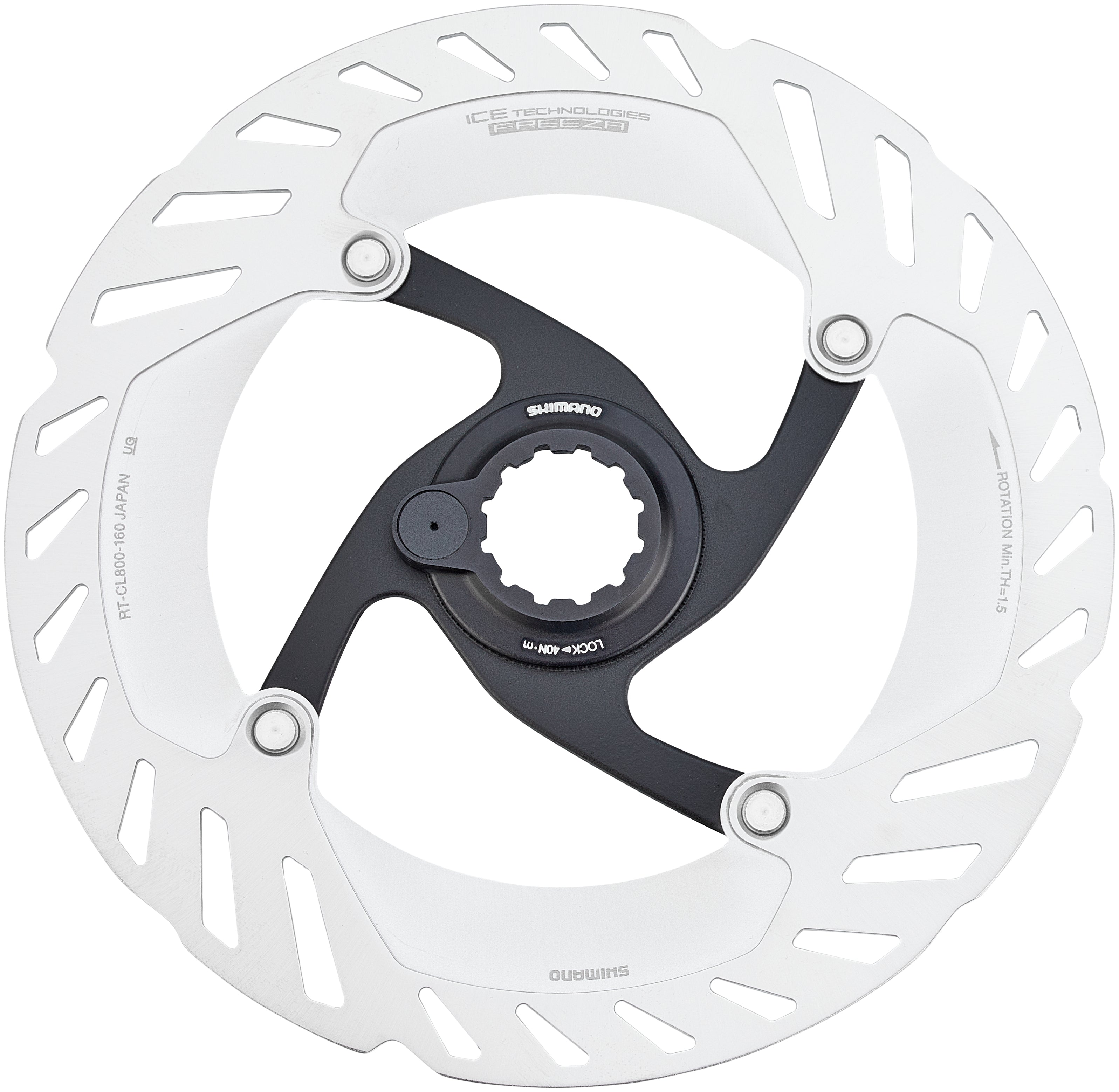 Shimano RT-CL800 disque de frein CL avec bague de fermeture magnétique 160mm argenté