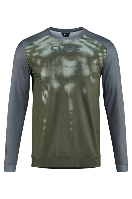 CUBE ATX maillot col rond TM manches longues olive´n´grey homme