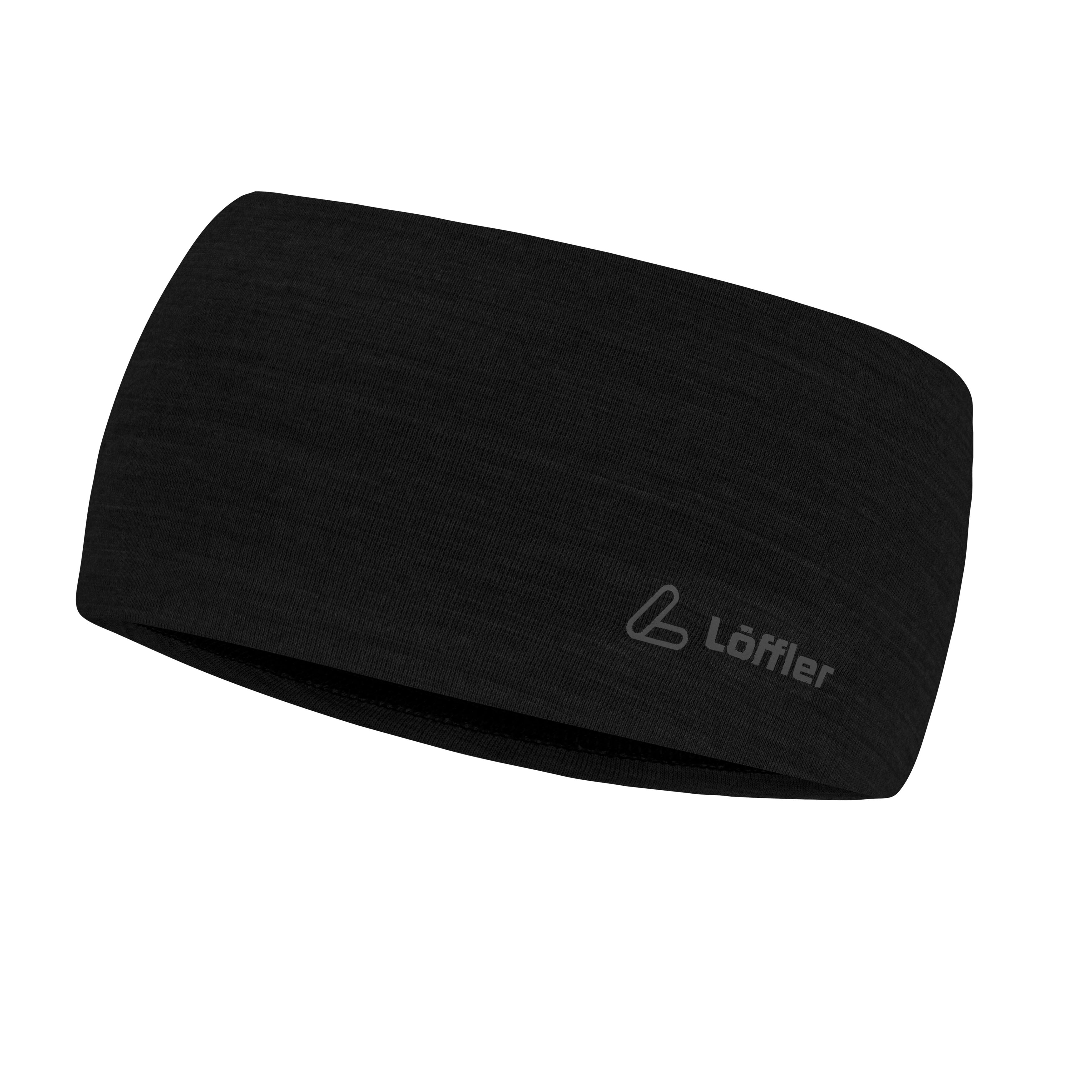 Löffler Bandeau Large en Laine Mérinos Noir