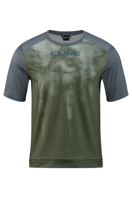 CUBE ATX maillot ras du cou TM manches courtes olive´n´grey homme