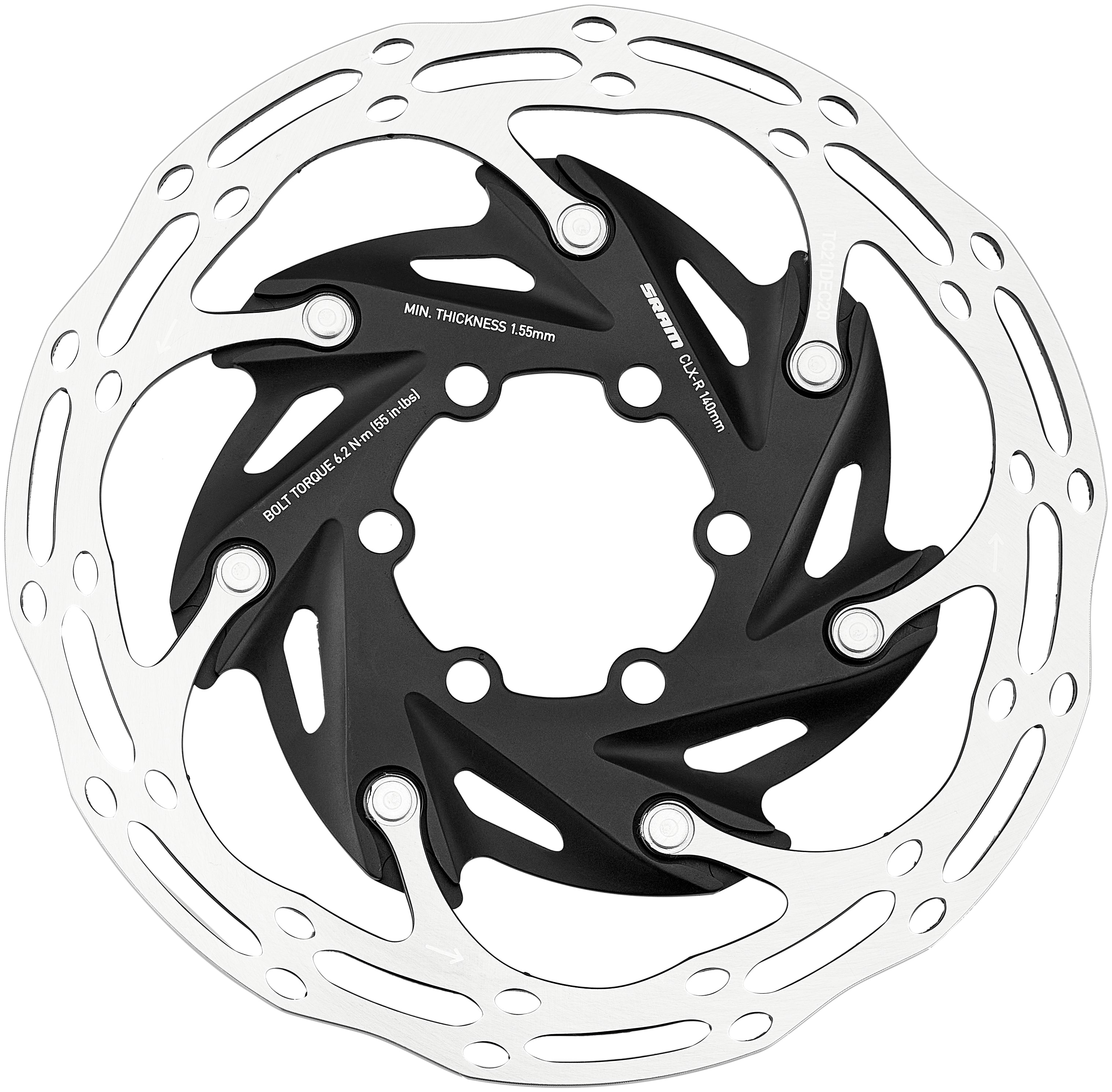 Disque de frein SRAM Centerline XR Rotor en deux parties Profil arrondi 6 trous noir/argent