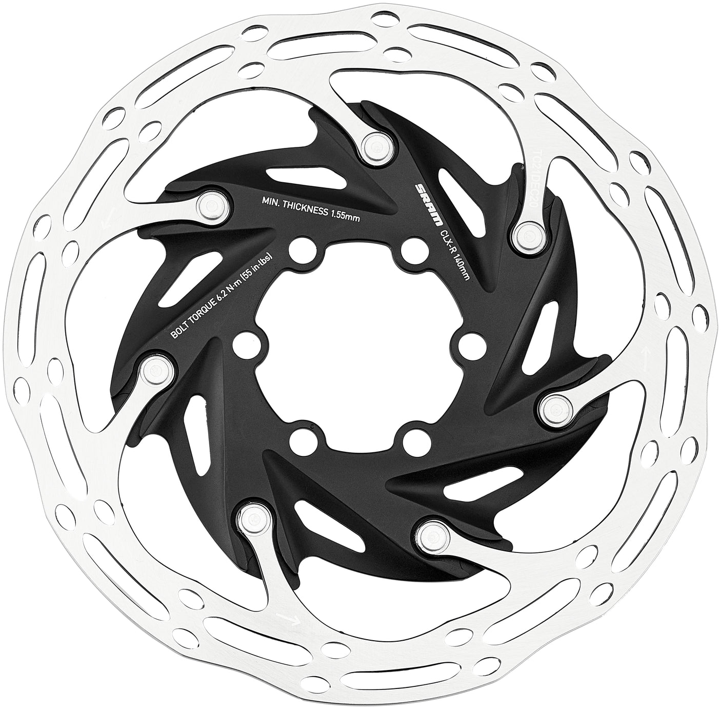 Disque de frein SRAM Centerline XR Rotor en deux parties Profil arrondi 6 trous noir/argent