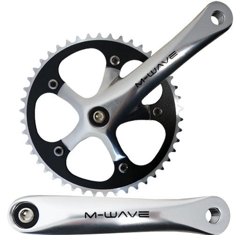 M-Wave pédalier Single Speed 46 dents alu poli argent/noir